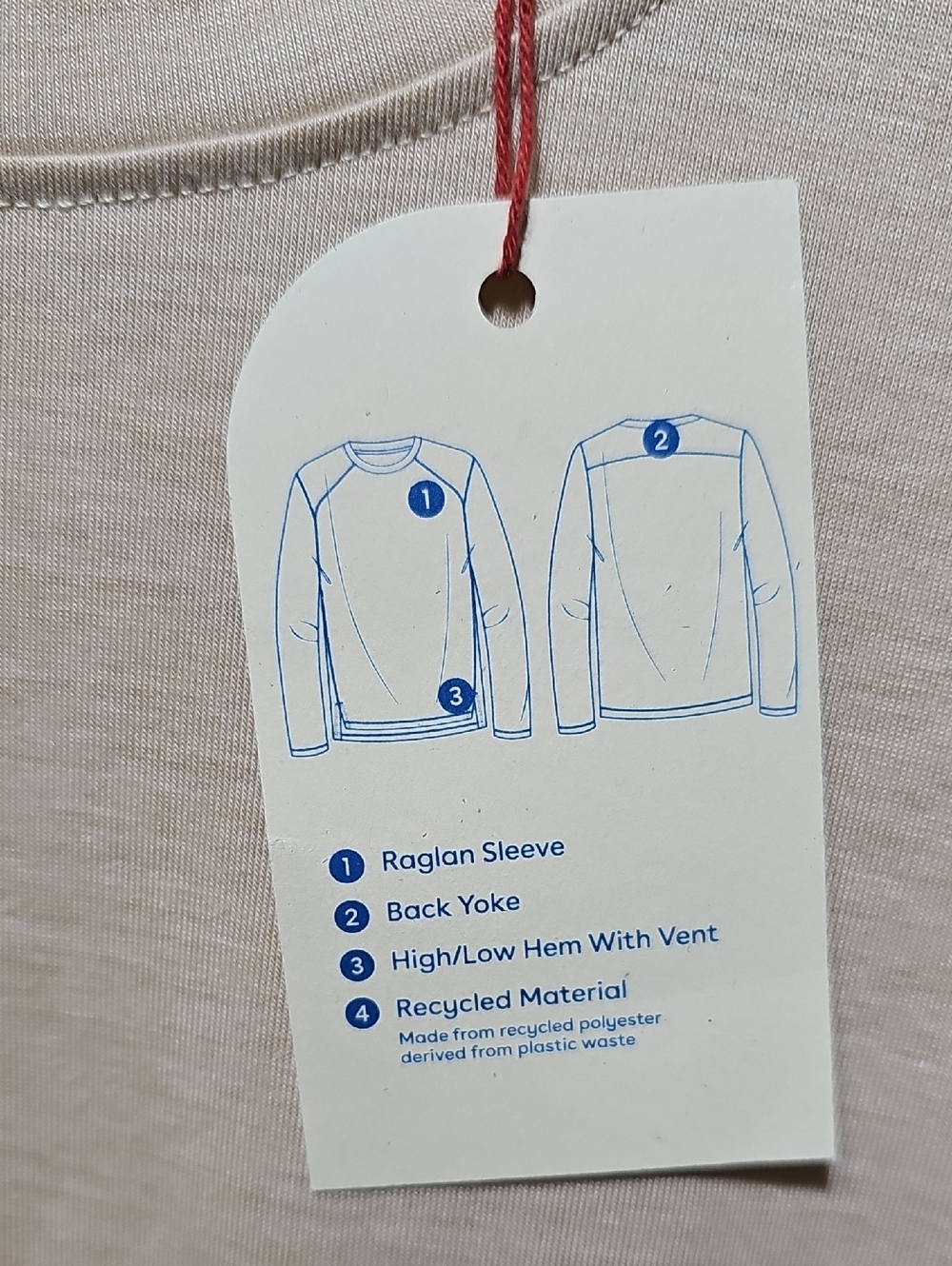 Right Of Way Beige Long-Sleeve Crewneck Shirt Size Medium New - Picture 4 of 7